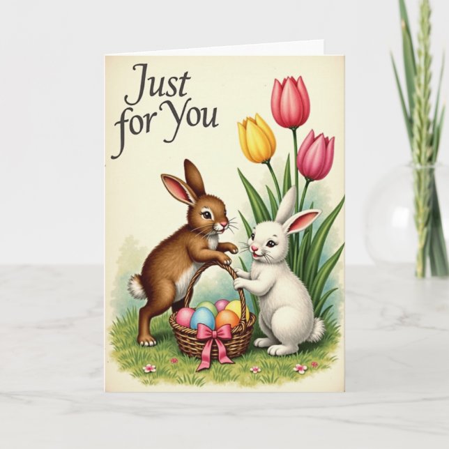 Just For You Rabbits Spring Card (Front)
