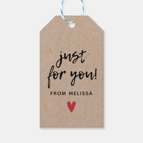 Just for You Rustic Kraft Gift Tags