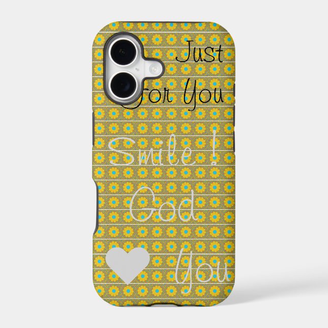 Just for You, Smile God Loves You Sunflower & Cyan Case-Mate iPhone Case (Back)