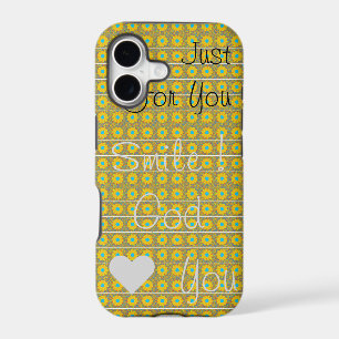 Just for You, Smile God Loves You Sunflower & Cyan iPhone 17 Case