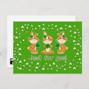 Just for You. Sweet Bunnies St. Patrick's Day Postcard