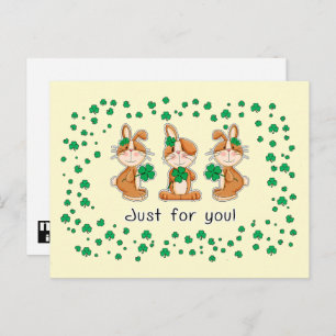 Just for You. Sweet Bunnies St. Patrick's Day Postcard