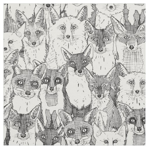 just foxes black soft white fabric