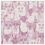 just foxes cherry pink soft white fabric