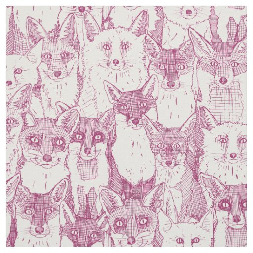 just foxes cherry pink soft white fabric