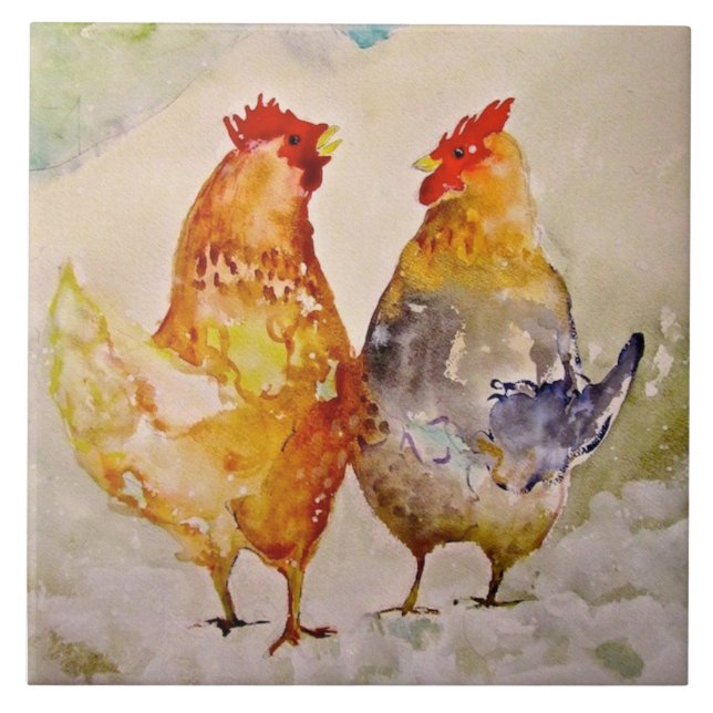 Just Friends Chicken Ceramic Kitchen Tile (Front)