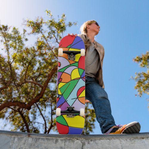 Just Fun Bright Colors and Swirls Skateboard