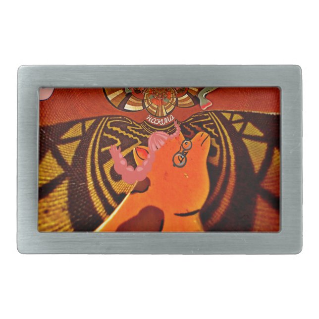 Just Funny Giraffe image design Rectangular Belt Buckle (Front)