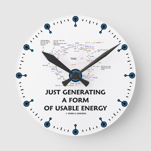 Just Generating A Form Of Usable Energy (Krebs) Round Clock (Front)