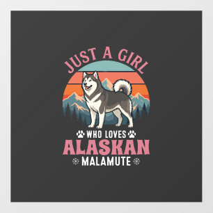 Just Girl Alaskan Malamute Dog Retro Sunset Mounta Floor Decals