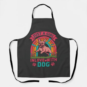 Just Girl Inlove Dog French Bulldog Rainbow Paws Apron