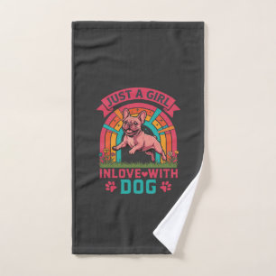 Just Girl Inlove Dog French Bulldog Rainbow Paws Hand Towel