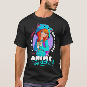 Just Girl Loves Anime Sketching Ramen Manga Otaku  T-Shirt