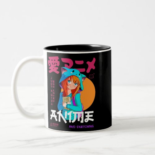 Just Girl Loves Anime Sketching Ramen Manga Otaku  Two_Tone Coffee Mug
