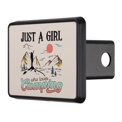 just girl loves camping word art  hitch cover