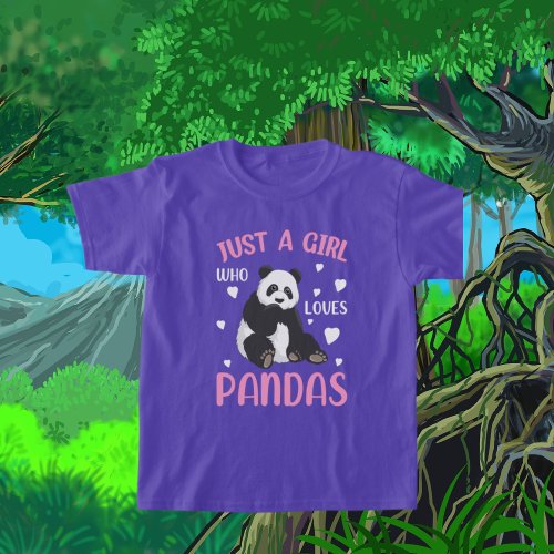 just girl loves pandas word art  T_Shirt
