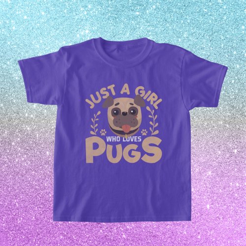 just girl loves pugs word art T_Shirt
