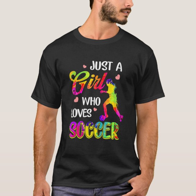 Just Girl Loves Soccer Watercolor Painting Women's T-Shirt (Front)