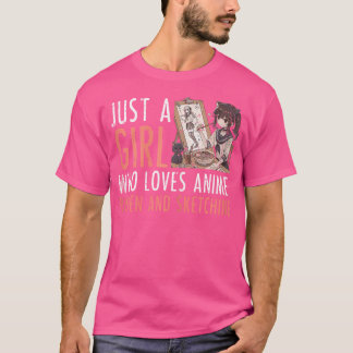 Just Girl Who Loves Anime Ramen Sketching Funny Sa T-Shirt