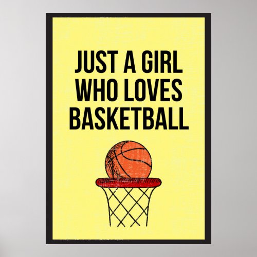 Just Girl Who Loves Basketball Retro Grunge Basket Poster