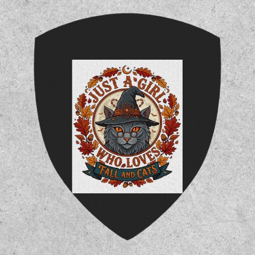 Just Girl Who Loves Cats Halloween Witch Fall Leav Patch