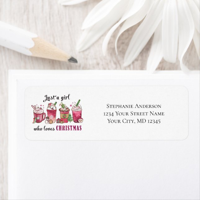 Just Girl Who Loves Christmas Return Address Label (Insitu)