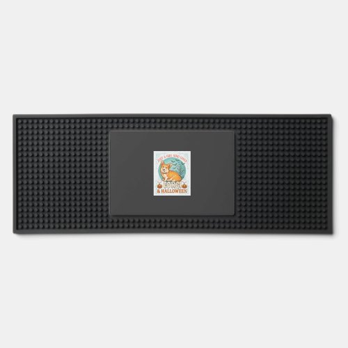 Just Girl Who Loves Corgi Halloween Pumpkins Bats_ Bar Mat