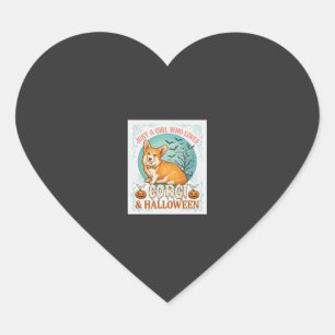 Just Girl Who Loves Corgi Halloween Pumpkins Bats_ Heart Sticker