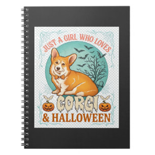 Just Girl Who Loves Corgi Halloween Pumpkins Bats_ Notebook