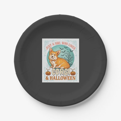 Just Girl Who Loves Corgi Halloween Pumpkins Bats_ Paper Plates