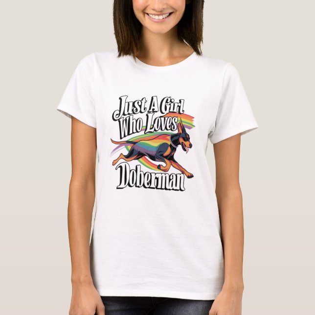 Just Girl Who Loves Doberman T-Shirt (Front)