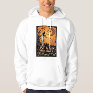 Just Girl Who Loves Fall Cat Halloween Moon_1 Hoodie