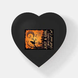 Just Girl Who Loves Fall Cat Halloween Moon_1 Paperweight