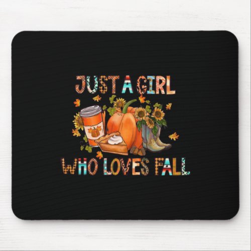 Just Girl Who Loves Fall Watercolor Autumn Season  Mouse Pad