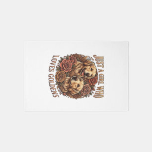 Just Girl Who Loves Goldens Dog Roses_1 Rug