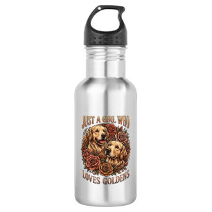 Just Girl Who Loves Goldens Dog Roses_1 Stainless Steel Water Bottle