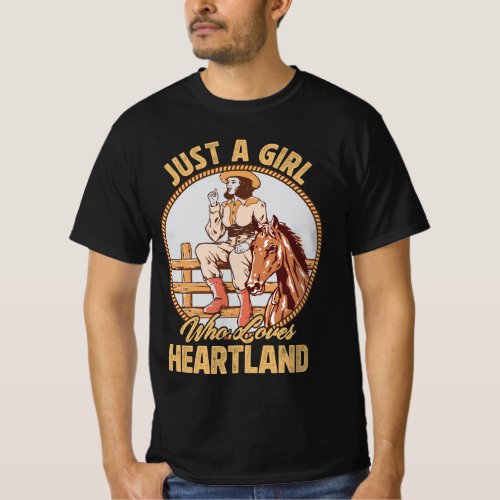 Just Girl Who Loves Heartland Funny Western Cowgir T_Shirt