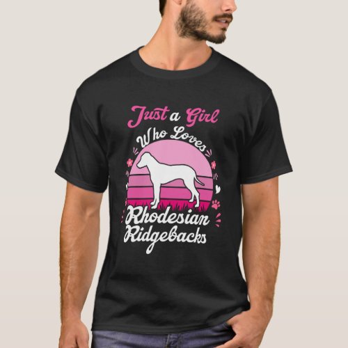 Just Girl Who Loves Rhodesian Ridgeback Dog Pink V T_Shirt