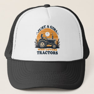 Just Girl Who Loves Tractors Tractor Lover Vintage Trucker Hat