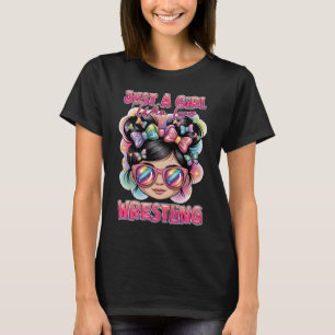 Just Girl Who Loves Wrestling Rainbow Bow Hair Wre T-Shirt