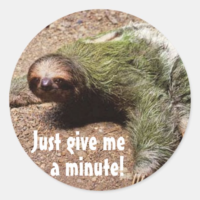 Just give me a minute! classic round sticker (Front)