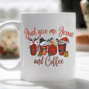 Just Give Me Jesus and Coffee Christmas Cute Xmas Coffee Mug