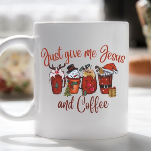 Just Give Me Jesus and Coffee Christmas Cute Xmas  Coffee Mug