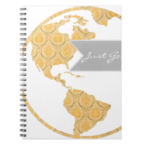 Just Go  Bohemian World Map Notebook