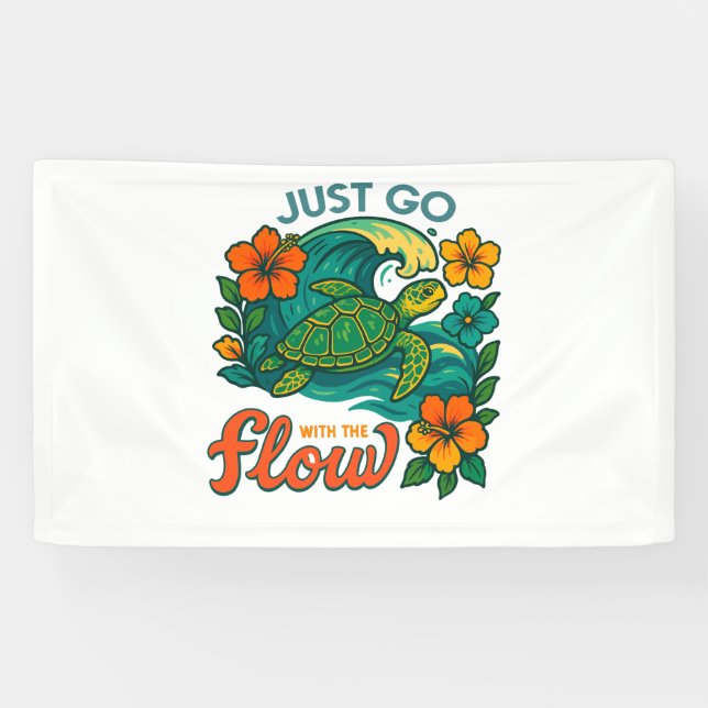 Just Go with the Flow Turtle Banner (Horizontal)