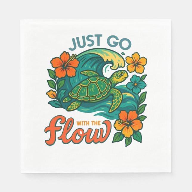 Just Go with the Flow Turtle Napkins (Front)