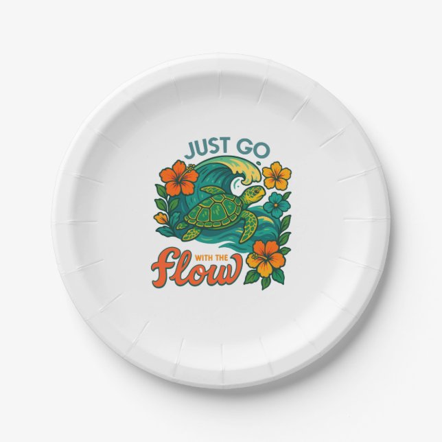 Just Go with the Flow Turtle Paper Plates (Front)