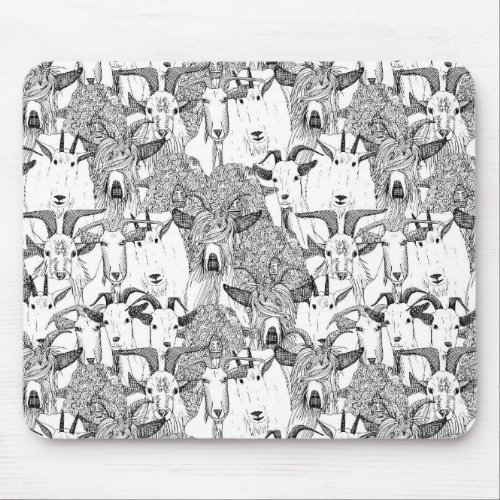just goats black white mouse pad