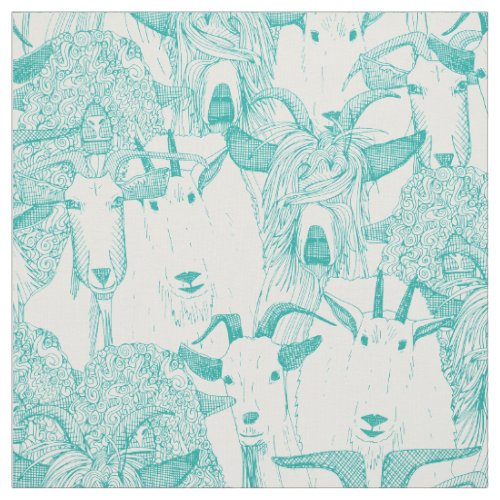 just goats bright jade white fabric