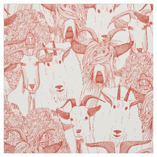 just goats retro red half pearl fabric